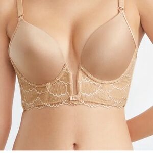 NWT Va Bien Elegant Black and Ivory Lace Bra Size 36E